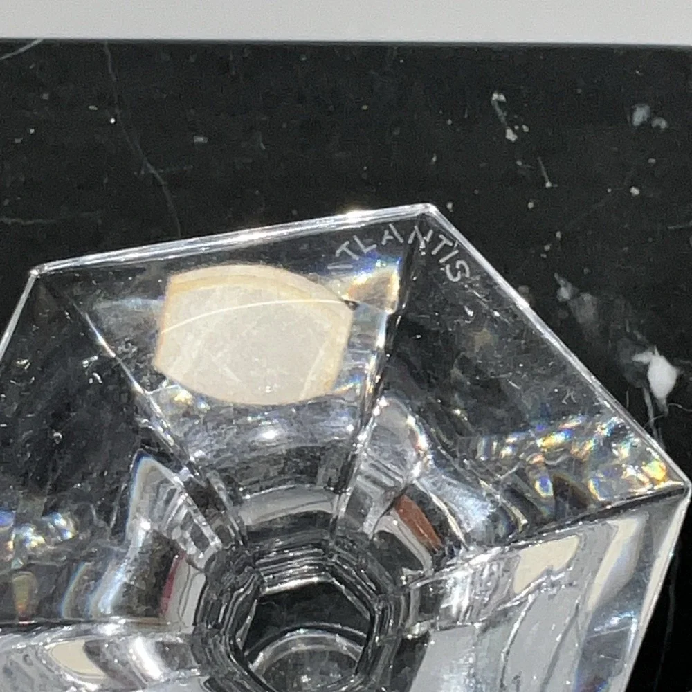 Atlantis Crystal Short Candle Sticks Made In Portugal Signed‎ Weddings Halloween